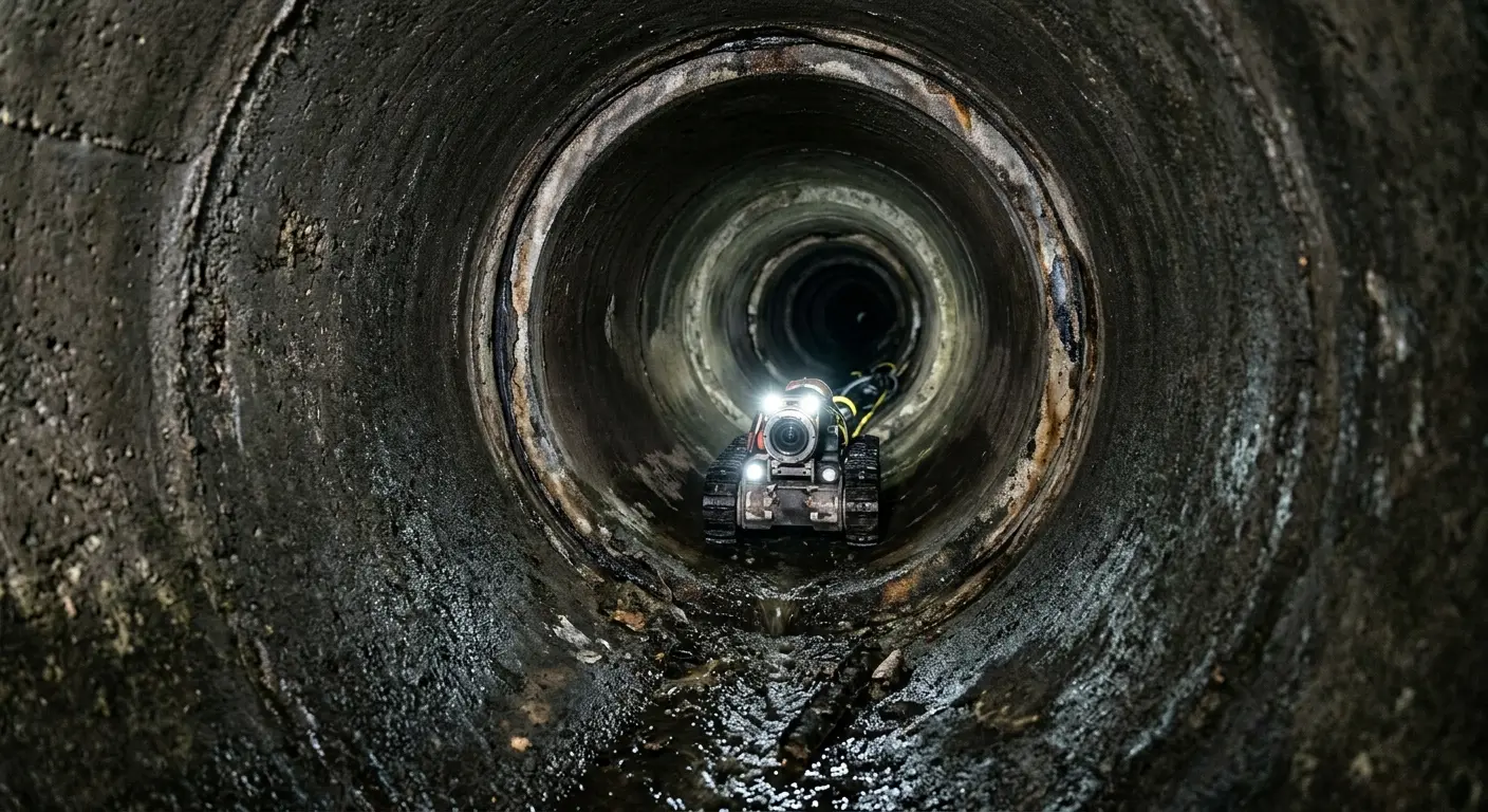 Robotic sewer camera inspecting pipe interior for Drain Snake Service in Clarcona